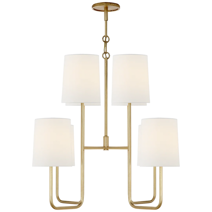 Leigh Medium Chandelier-Visual Comfort-VISUAL-BBL 5081G-L-ChandeliersGilded-Linen Shades-5-France and Son