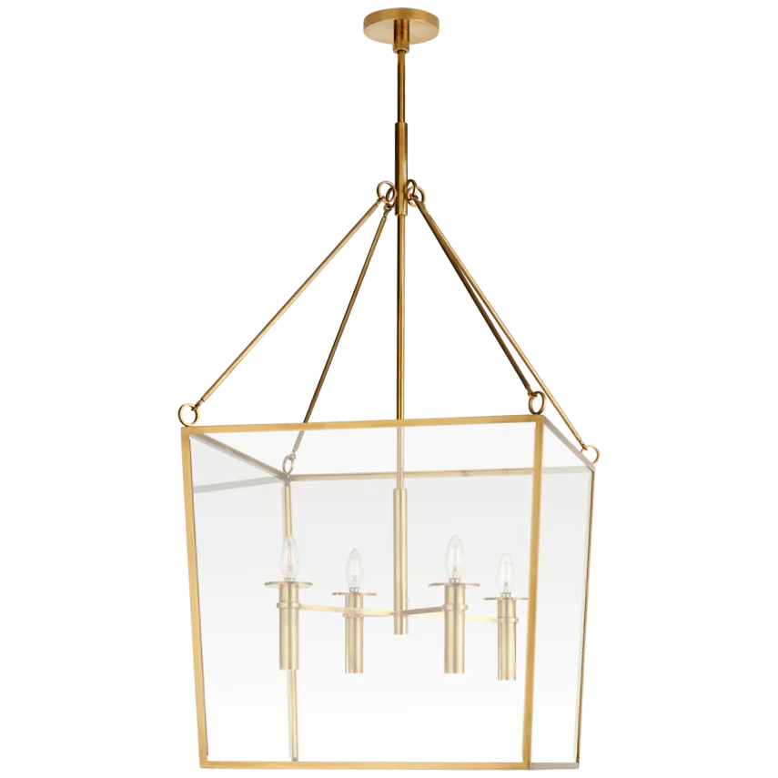Casada Large Lantern-Visual Comfort-VISUAL-BBL 5106SB-PendantsSoft Brass-Clear Glass-4-France and Son