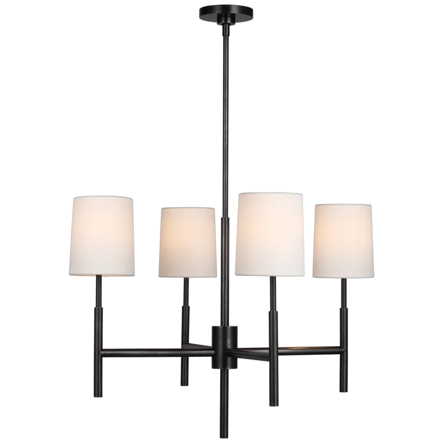 Clarks Small Chandelier-Visual Comfort-VISUAL-BBL 5170BZ-L-ChandeliersBronze-Linen Shades-1-France and Son