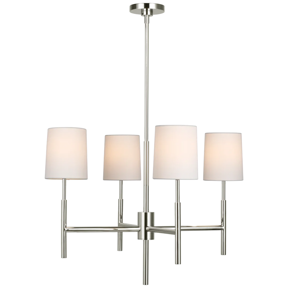 Clarks Small Chandelier-Visual Comfort-VISUAL-BBL 5170PN-L-ChandeliersPolished Nickel-Linen Shades-2-France and Son