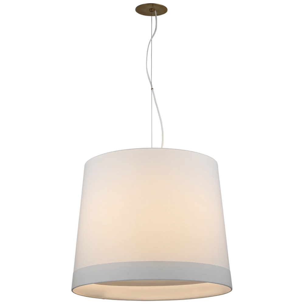 Sasha Large Hanging Shade-Visual Comfort-VISUAL-BBL 5182SB-L-ChandeliersSoft Brass-Linen Shade Banded-2-France and Son