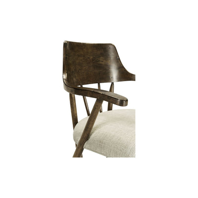 Smokers Style Dining Arm Chair-Jonathan Charles-JCHARLES-492783-DTM-F400-Dining ChairsMedium Driftwood-10-France and Son