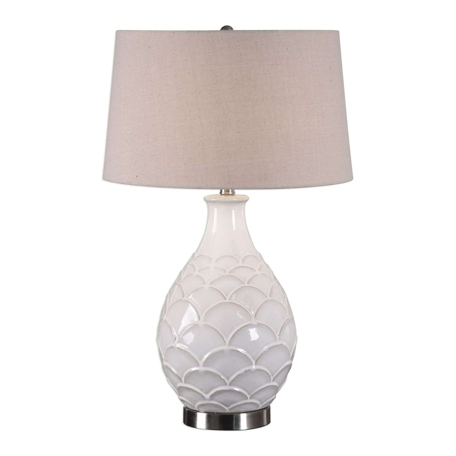 Camellia Glossed White Table Lamp-Uttermost-UTTM-27534-1-Table Lamps-1-France and Son