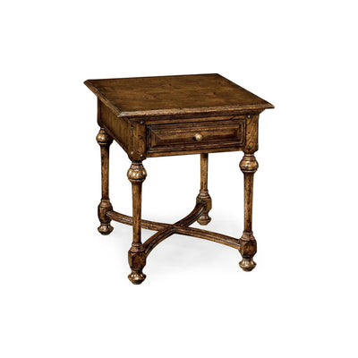 Elizabethan Style Dark Oak Square Side Table-Jonathan Charles-JCHARLES-493371-TDO-Side Tables-1-France and Son