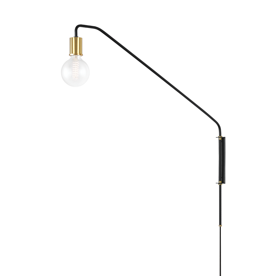 Becca 1 Light Portable Wall Sconce-Mitzi-HVL-HL566201-AGB/SBK-Outdoor Wall SconcesAged Brass/Soft Black-1-France and Son