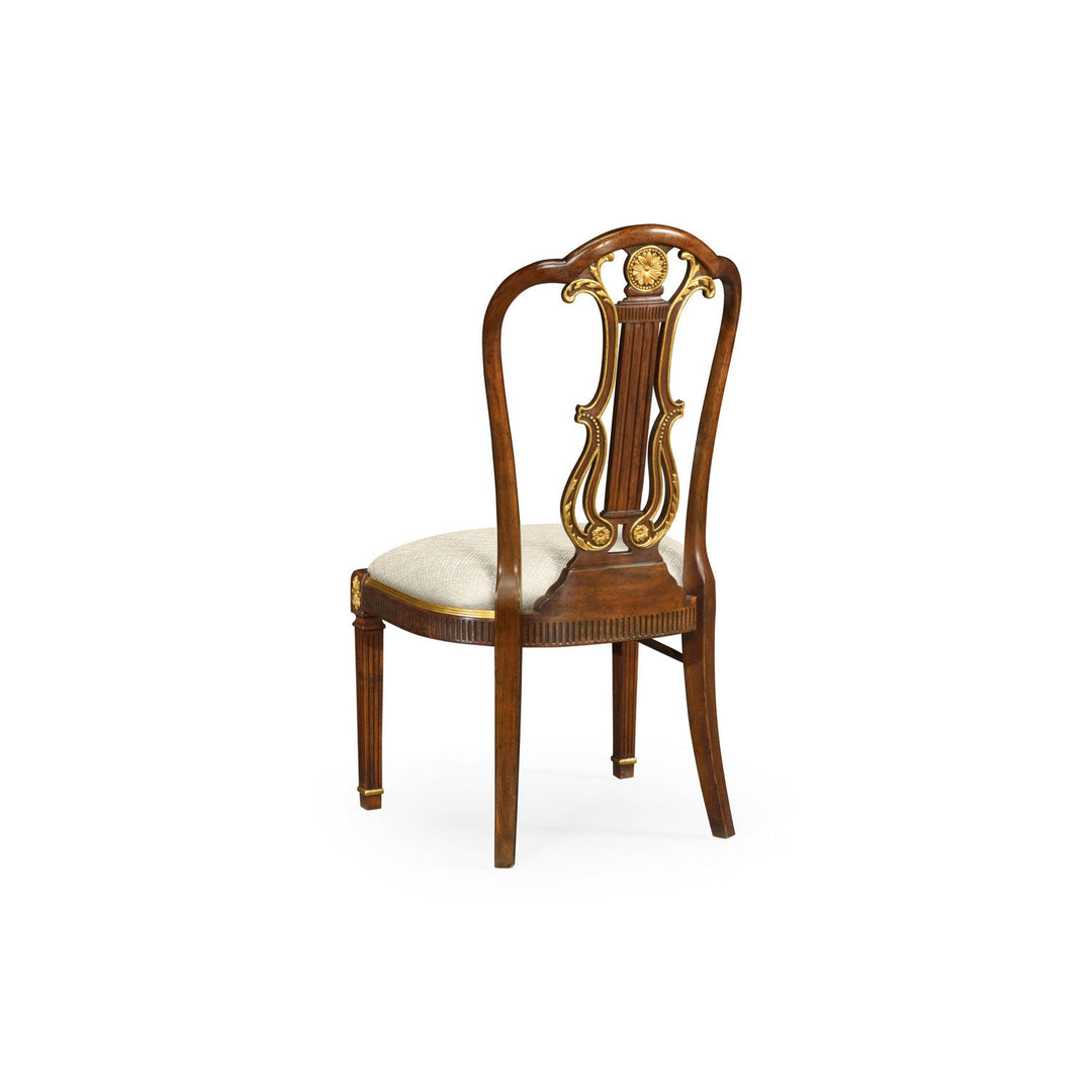 Gilded Lyre Back Dining Side Chair-Jonathan Charles-JCHARLES-492836-SC-MAH-F200-Dining Chairs-3-France and Son