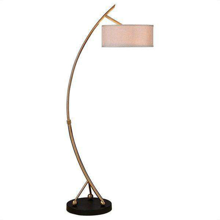 Vardar Curved Brass Floor Lamp-Uttermost-UTTM-28089-1-Floor Lamps-1-France and Son