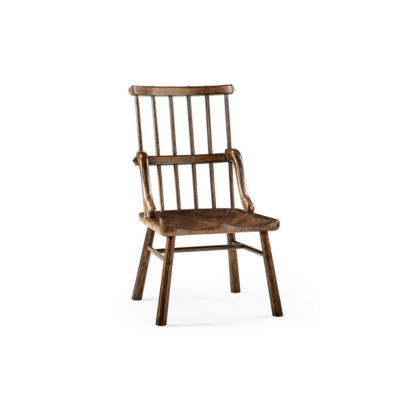 Rustic Dark Oak Country Side Chair with a Plank Seat-Jonathan Charles-JCHARLES-493402-SC-TDO-Dining Chairs-1-France and Son