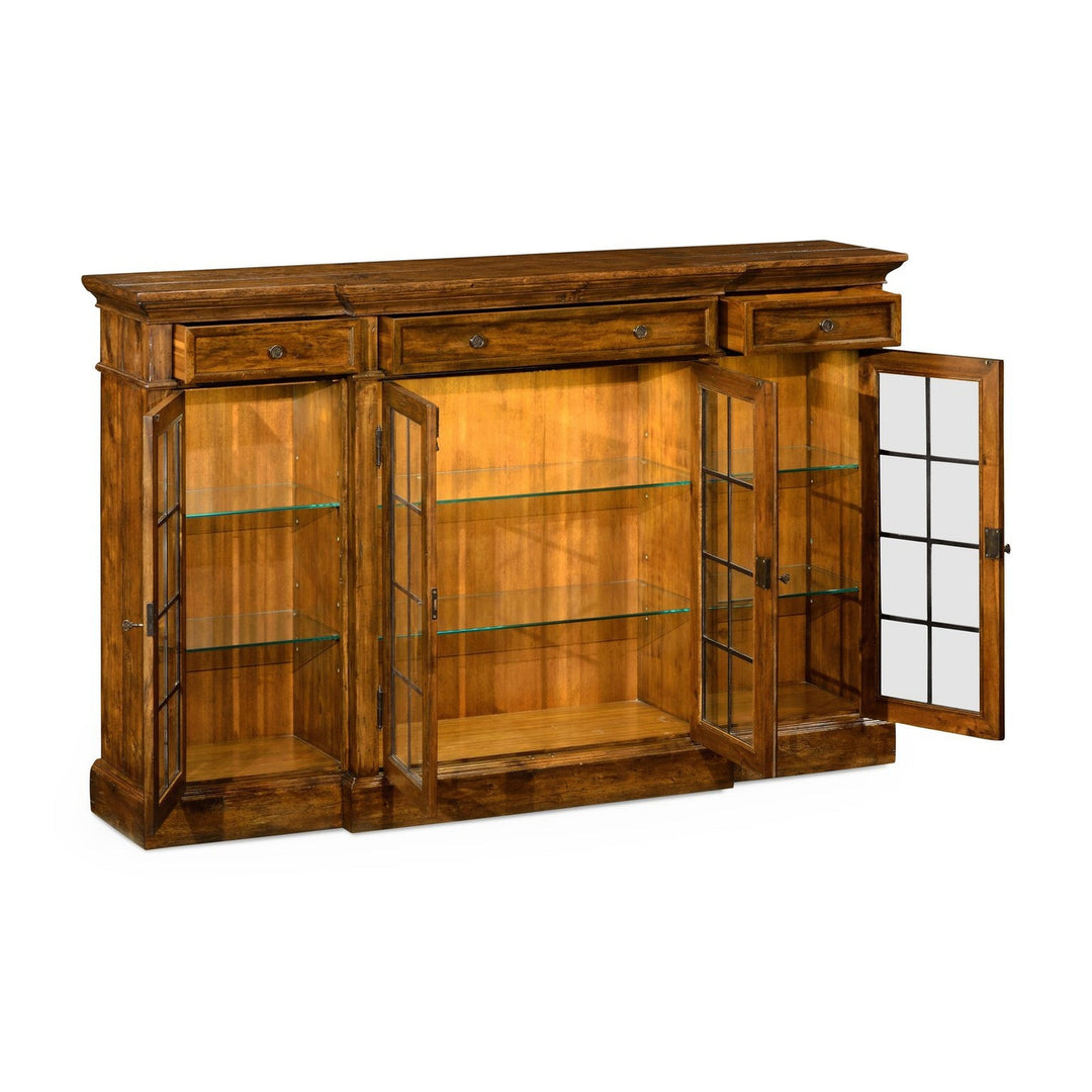 Four Door China Display Cabinet-Jonathan Charles-JCHARLES-491027-CFW-Bookcases & CabinetsCountry Walnut-3-France and Son