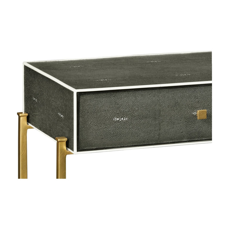 Anthracite Faux Shagreen Console-Jonathan Charles-JCHARLES-494325-G-SGA-Console TablesGilded-4-France and Son