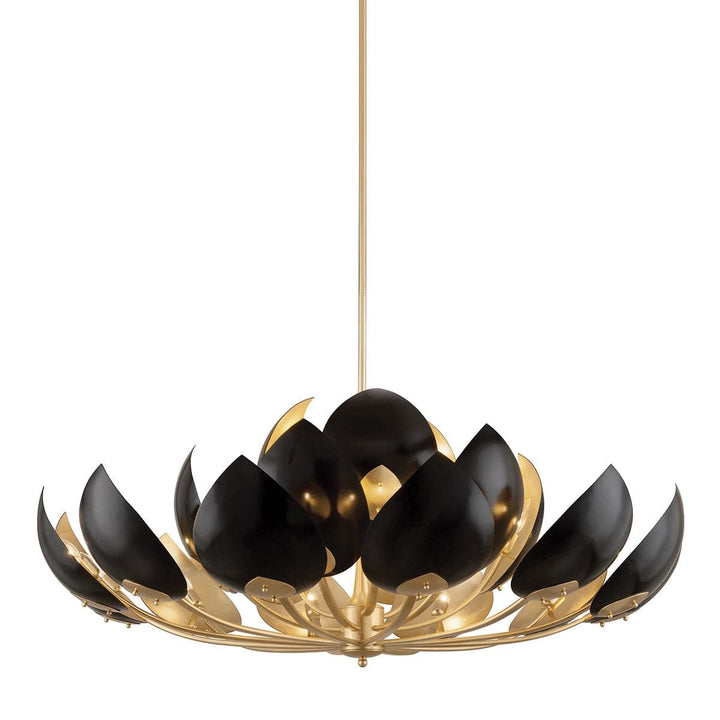 Lotus Gold Leaf 21X Lamps Chandelier-Hudson Valley-HVL-5754-GL/BK-ChandeliersBlack-1-France and Son