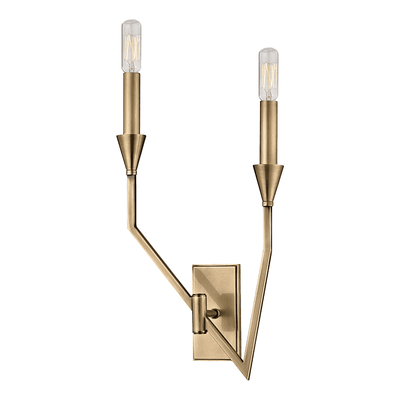 Archie 2 Light Left Wall Sconce-Hudson Valley-HVL-8502L-AGB-Wall LightingAged Brass-1-France and Son