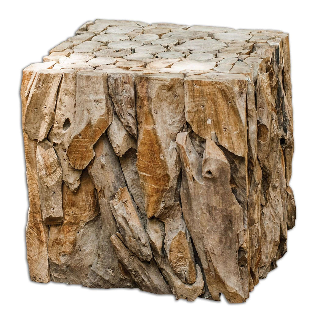 Teak Root Bunching Cube-Uttermost-UTTM-25592-Side TablesNatural-1-France and Son