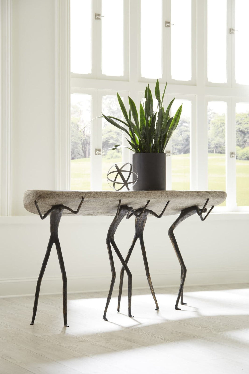 Atlas Console Table - Metal-Phillips Collection-PHIL-TH100399-Console TablesGray Stone-2-France and Son