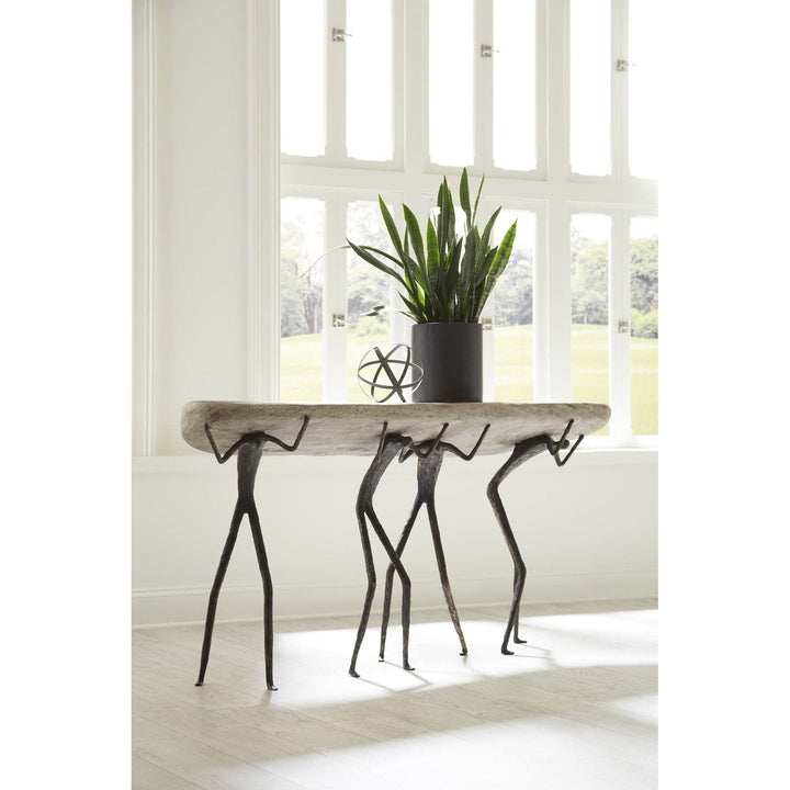 Atlas Console Table - Metal-Phillips Collection-PHIL-TH100399-Console TablesGray Stone-2-France and Son