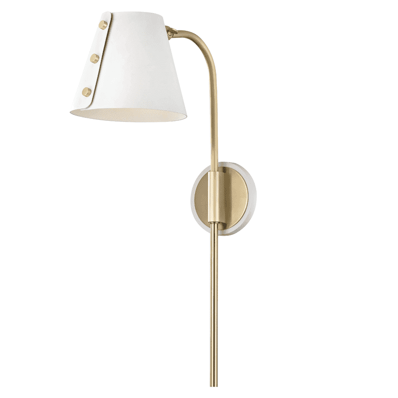 Meta 1 Light Wall Sconce With Plug-Mitzi-HVL-HL174201-AGB/WH-Wall LightingAged Brass-White-2-France and Son