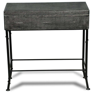 Grey Leather Shagreen Box On Stand-SARREID-SARREID-40470-Side Tables-2-France and Son