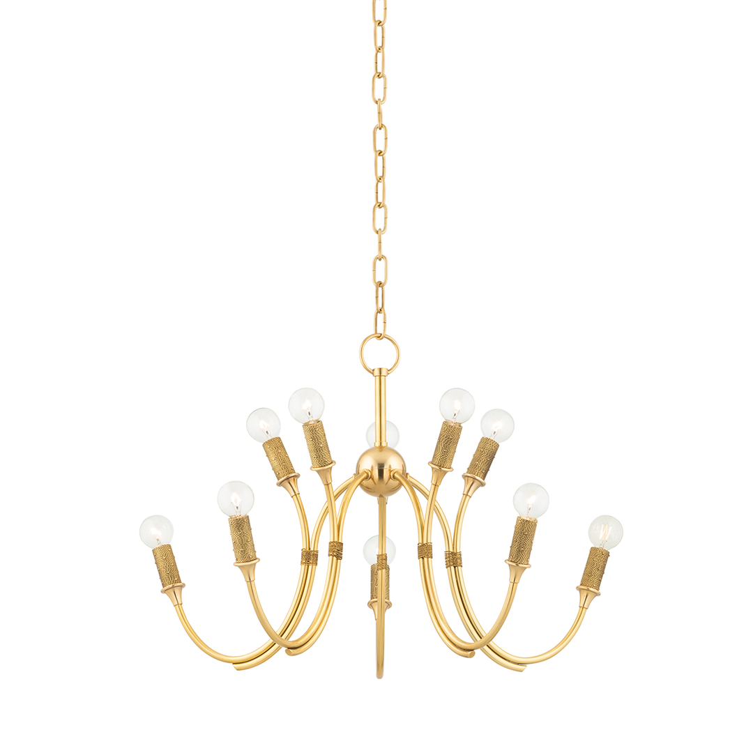 Amboy 10 Light Chandelier Aged Brass-Hudson Valley-HVL-1528-AGB-Chandeliers-1-France and Son