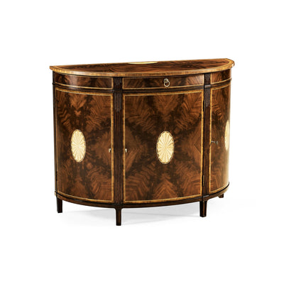 Crotch Mahogany Demilune with Marquetry-Jonathan Charles-JCHARLES-493076-MAH-Sideboards & Credenzas-1-France and Son