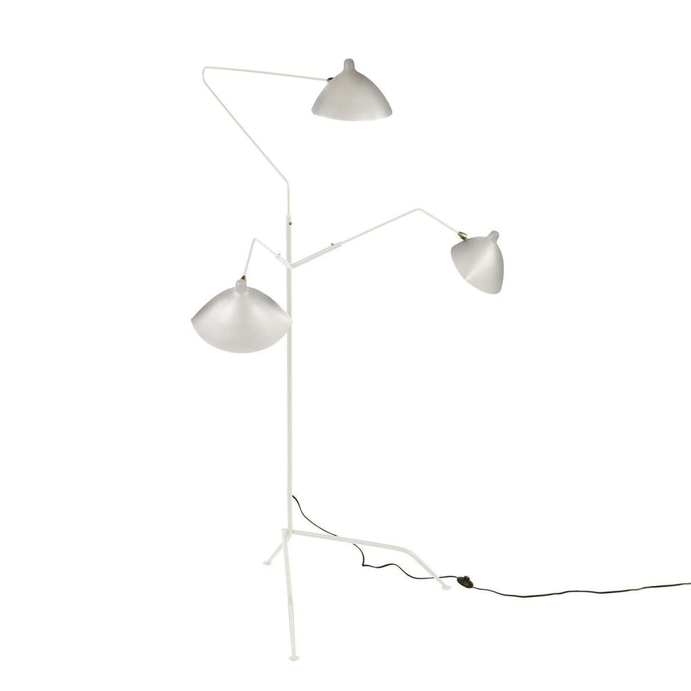 Mid Century Three-Arm MFL-3 Floor Lamp - White-France & Son-LBF023WHT-Floor Lamps-1-France and Son