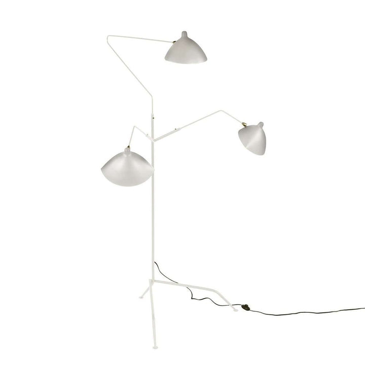 Mid Century Three-Arm MFL-3 Floor Lamp - White-France & Son-LBF023WHT-Floor Lamps-1-France and Son