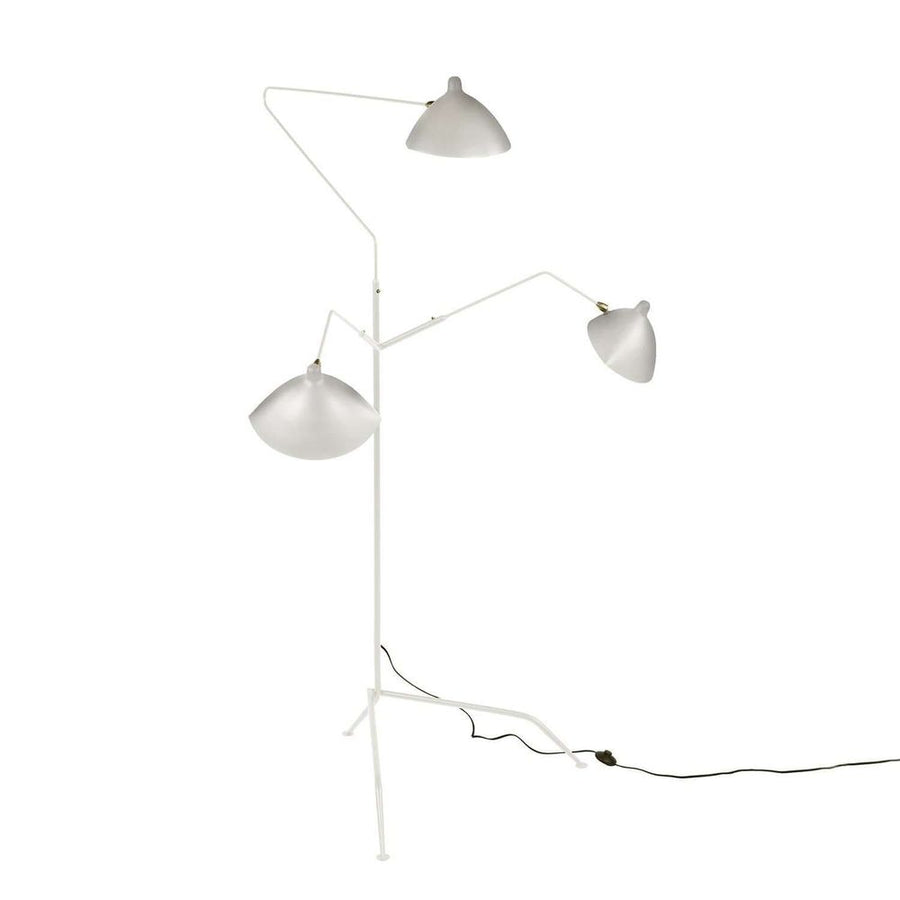 Mid Century Three-Arm MFL-3 Floor Lamp - White-France & Son-LBF023WHT-Floor Lamps-1-France and Son