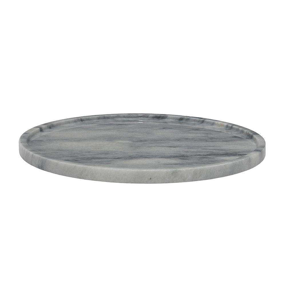 Cloud Gray 16" Marble Round Place Tray