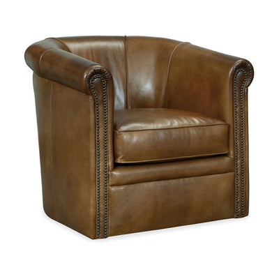 Axton Swivel Leather Club Chair-Hooker-HOOKER-CC388-SW-083-Lounge Chairs-1-France and Son