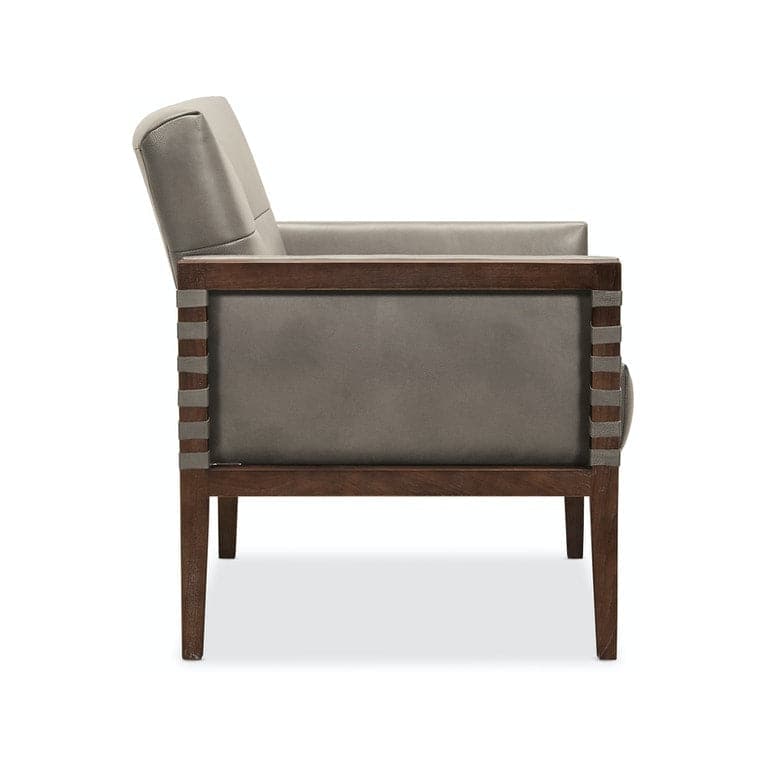 Carverdale Leather Club Chair w/ Wood Frame-Hooker-HOOKER-CC401-095-Lounge ChairsGrey-7-France and Son