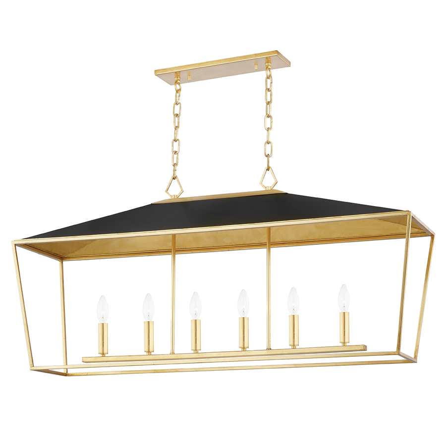 Paxton 6 Light Island Light Aged Brass-Hudson Valley-HVL-5748-GL/BK-Pendants-1-France and Son