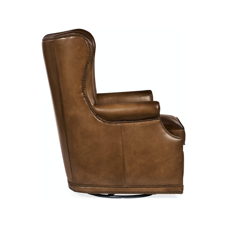 Maya Wing Swivel Club Chair-Hooker-HOOKER-CC513-SW-083-Lounge ChairsBrown-5-France and Son
