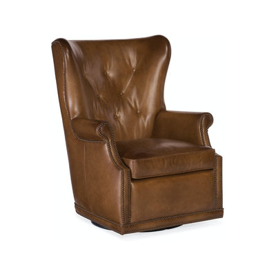 Maya Wing Swivel Club Chair-Hooker-HOOKER-CC513-SW-083-Lounge ChairsBrown-1-France and Son