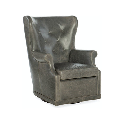 Mai Wing Swivel Club Chair-Hooker-HOOKER-CC536-SW-091-Lounge ChairsGrey-4-France and Son