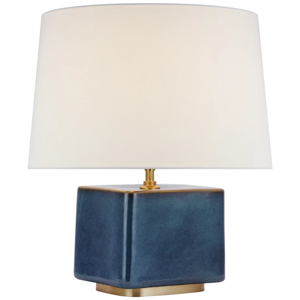 Taro Medium Table Lamp-Visual Comfort-VISUAL-CD 3601MBB-L-Table LampsMixed Blue Brown-Linen Shade-2-France and Son