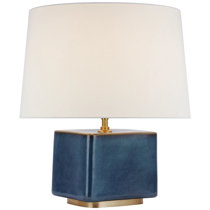 Taro Medium Table Lamp-Visual Comfort-VISUAL-CD 3601MBB-L-Table LampsMixed Blue Brown-Linen Shade-2-France and Son