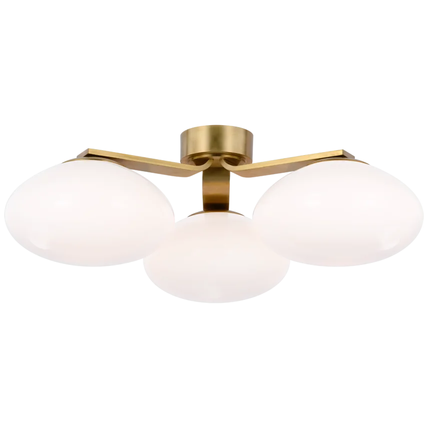 Marrie XL Triple Flush Mount-Visual Comfort-VISUAL-CD 4015SB-WG-Flush MountsSoft Brass-White Glass-3-France and Son