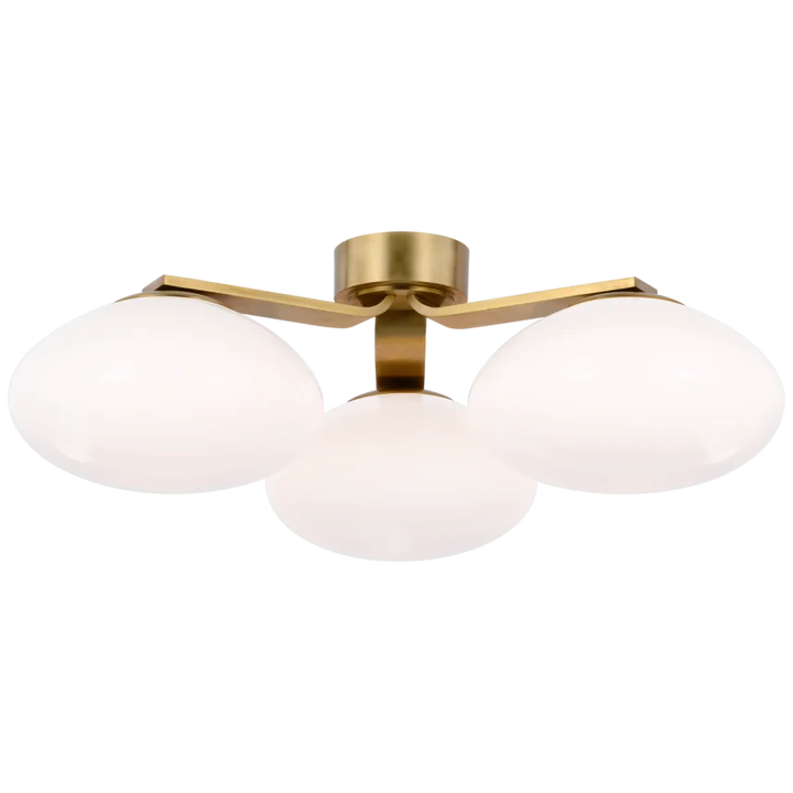 Marrie XL Triple Flush Mount-Visual Comfort-VISUAL-CD 4015SB-WG-Flush MountsSoft Brass-White Glass-3-France and Son