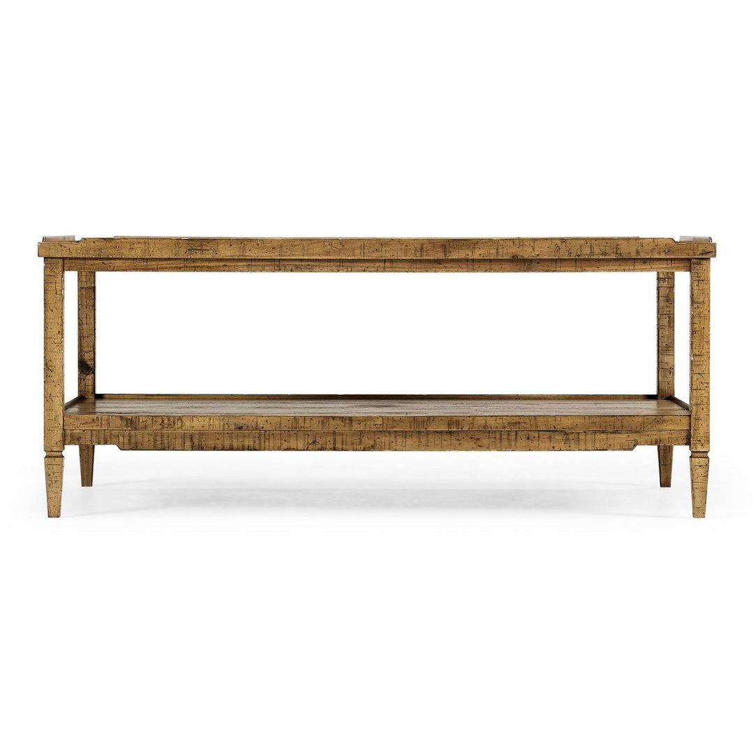 Casual Distressed Coffee Table-Jonathan Charles-JCHARLES-491021-CFW-Coffee TablesCountry Walnut-11-France and Son