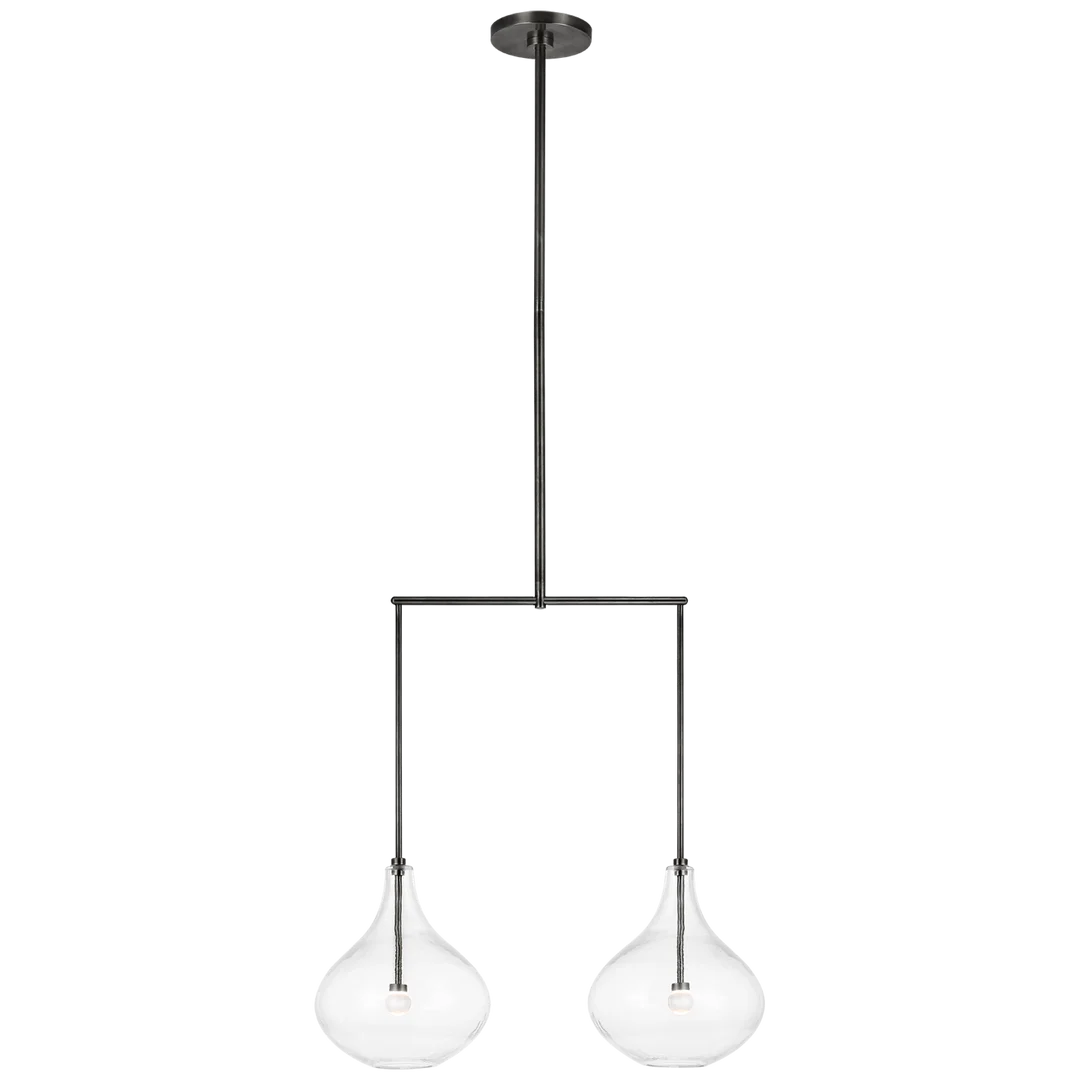 Lumme Small Linear Chandelier-Visual Comfort-VISUAL-CD 5026GM-CG-ChandeliersGun Metal-Clear Glass-1-France and Son