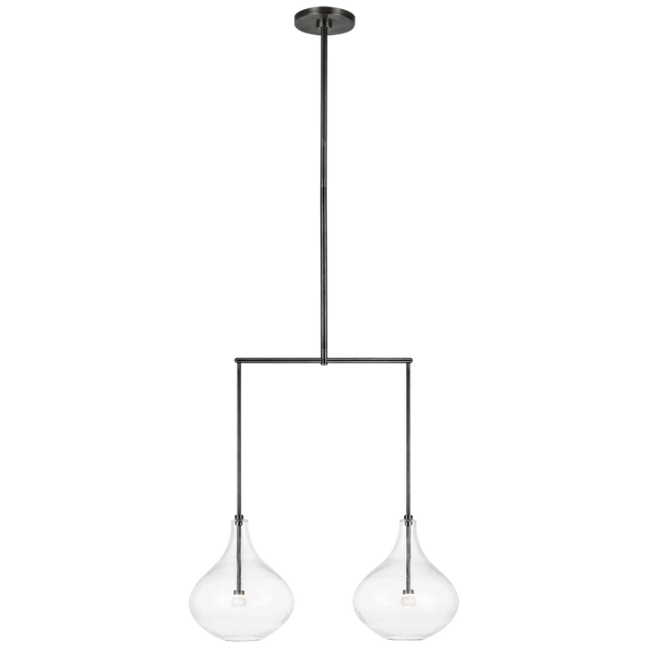 Lumme Small Linear Chandelier-Visual Comfort-VISUAL-CD 5026GM-CG-ChandeliersGun Metal-Clear Glass-1-France and Son