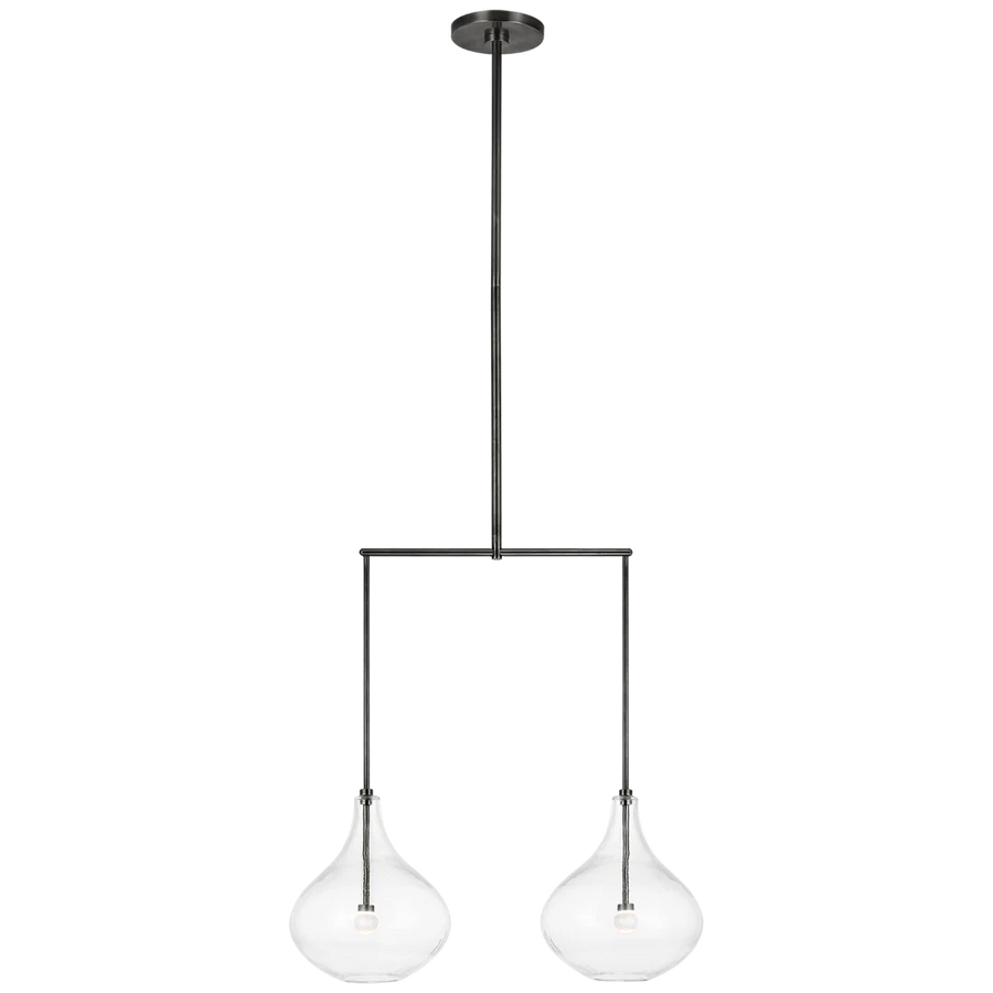 Lumme Small Linear Chandelier-Visual Comfort-VISUAL-CD 5026GM-CG-ChandeliersGun Metal-Clear Glass-1-France and Son