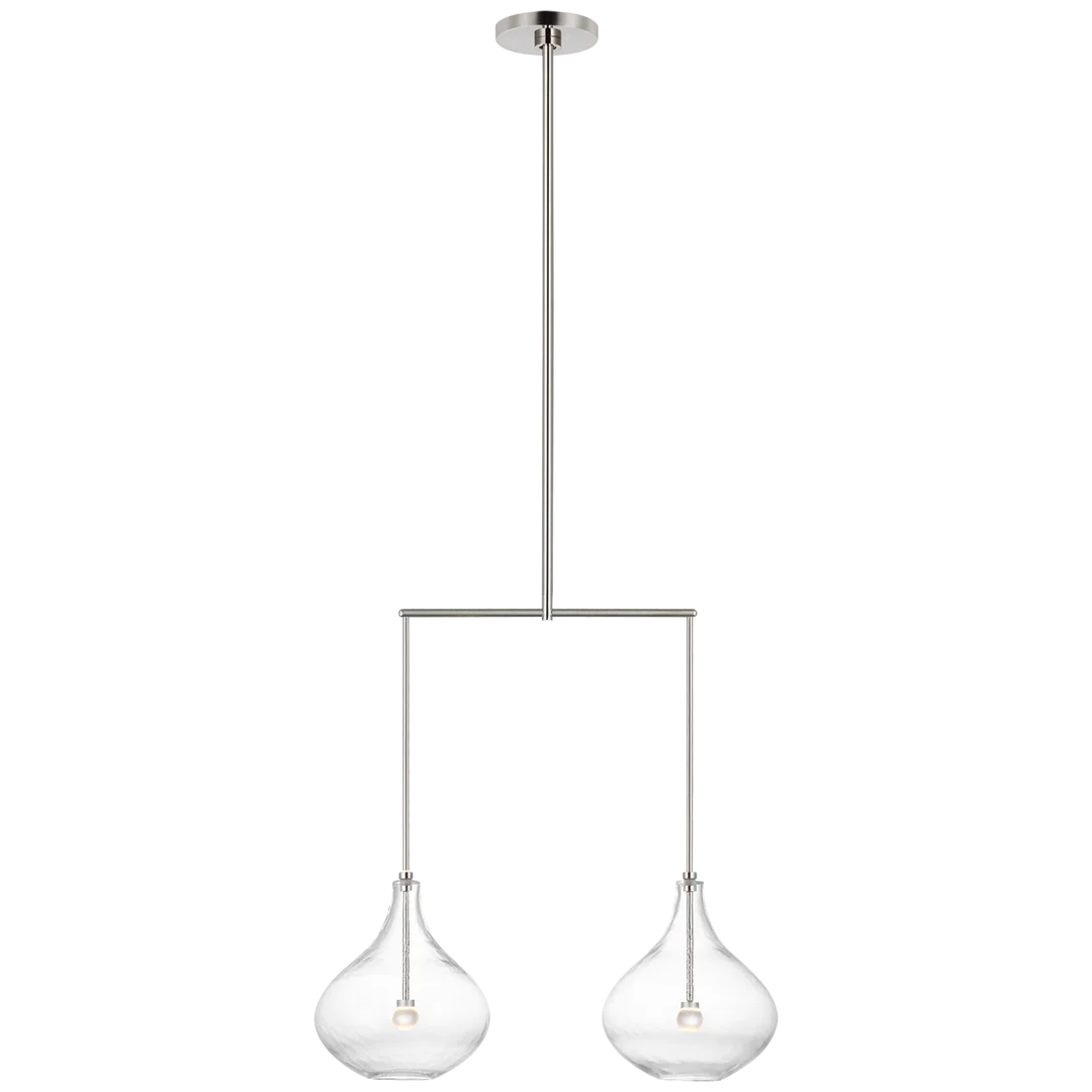 Lumme Small Linear Chandelier-Visual Comfort-VISUAL-CD 5026PN-CG-ChandeliersPolished Nickel-Clear Glass-2-France and Son