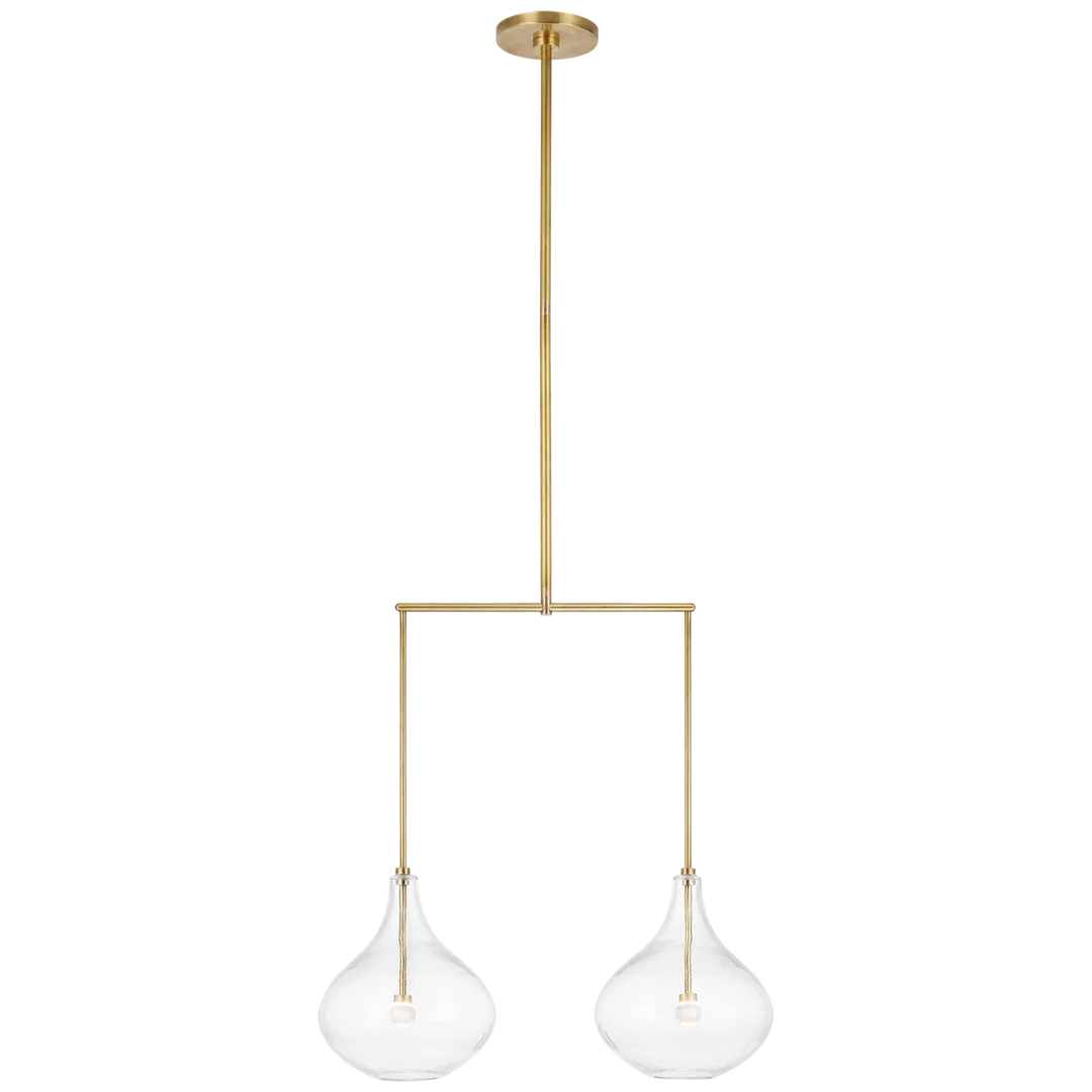 Lumme Small Linear Chandelier-Visual Comfort-VISUAL-CD 5026SB-CG-ChandeliersSoft Brass-Clear Glass-3-France and Son