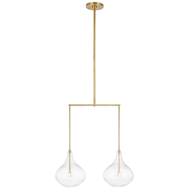 Lumme Small Linear Chandelier-Visual Comfort-VISUAL-CD 5026SB-CG-ChandeliersSoft Brass-Clear Glass-3-France and Son