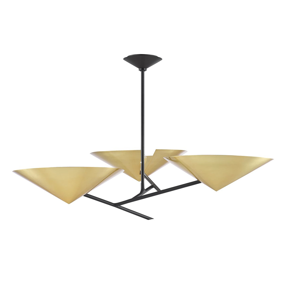 Equilibrium Trio Black Chandelier-Hudson Valley-HVL-9740-AGB/BK-ChandeliersAged Brass-1-France and Son