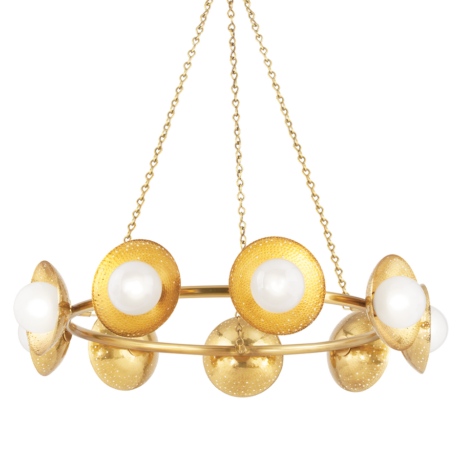 Glimmer 9 Light Chandelier Aged Brass-Hudson Valley-HVL-5359-AGB-Chandeliers-1-France and Son
