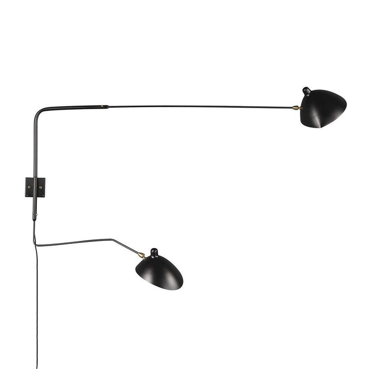 MSC-R2C Rotating Wall Sconce - Two Arm - 220V (euro standard)-France & Son-LAW030BLKD-Wall Lighting-1-France and Son