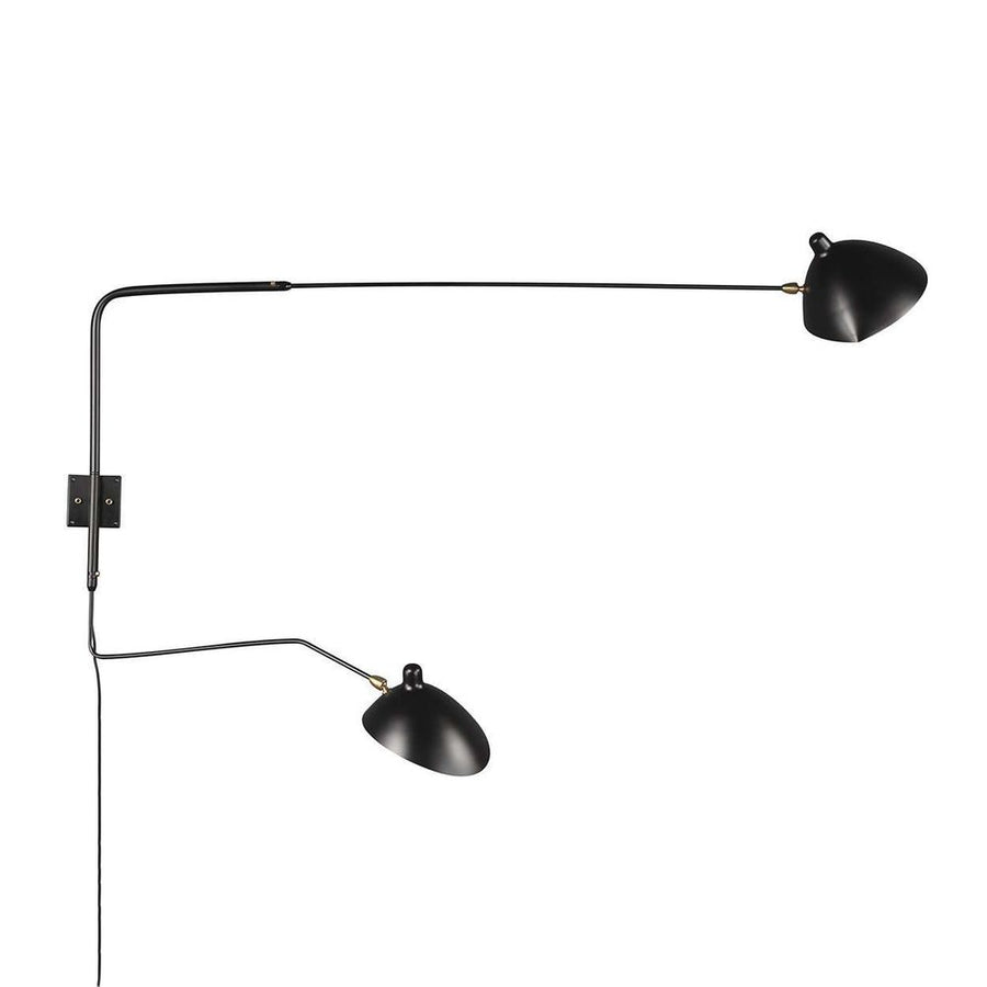 MSC-R2C Rotating Wall Sconce - Two Arm - 220V (euro standard)-France & Son-LAW030BLKD-Wall Lighting-1-France and Son