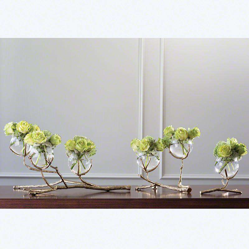 Twig Vase Holder-Brass-Global Views-GVSA-9.92654-DecorTwig Triple Vase Holder-Brass-4-France and Son