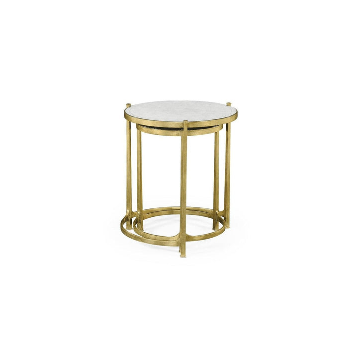 Églomisé & Gilded Iron Round Nest of Tables-Jonathan Charles-JCHARLES-494141-G-Side Tables-1-France and Son